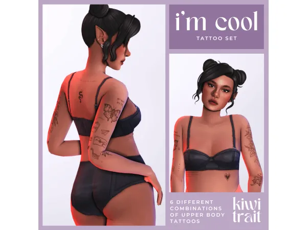 Sims 4 i'm cool tattoo set by kiwitrait