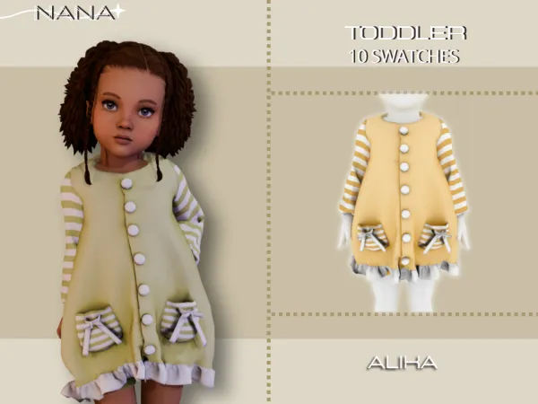 Maxis Match 7NANA (Alika) Ruffled Dress - The Sims 4 Custom Content
