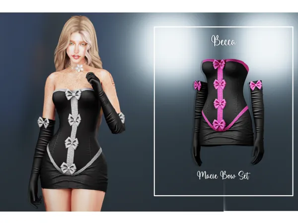 Alpha (Becca) Soiru00e9e de Nu0153uds Macie Bow Set - The Sims 4 Custom Content