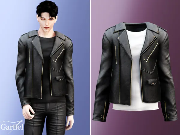 Alpha Adult Classic leather jacket with modern fitted silhouette by thesimsresource - The Sims 4 Custom Content