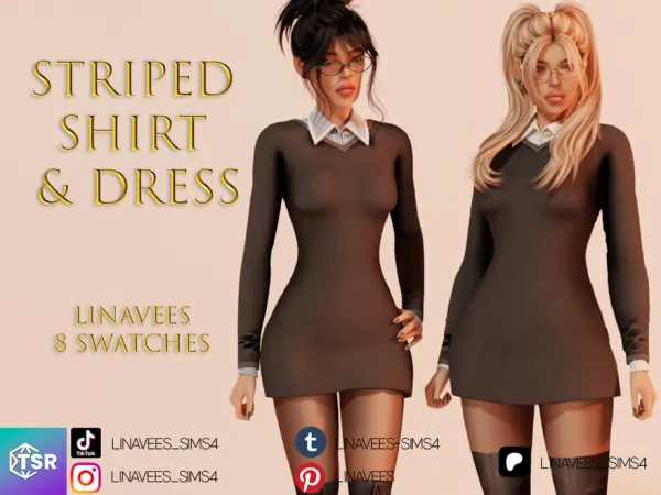 Sims 4 LYLAH - SHIRT & DRESS by linavees