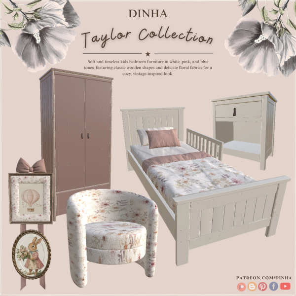Alpha Taylor Bedroom by dinhagamer - The Sims 4 Custom Content
