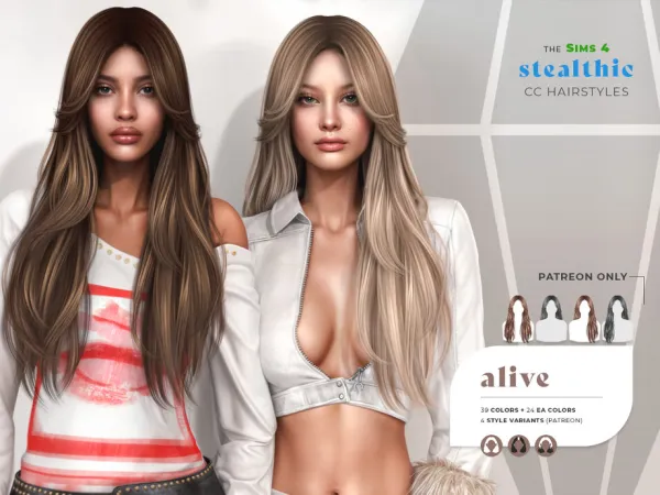 Alpha Stealthic Alive (Hair) v2 by Stealthic - The Sims 4 Custom Content