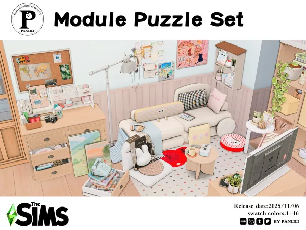 Maxis Match Module Puzzle Set by PANLILI - The Sims 4 Custom Content