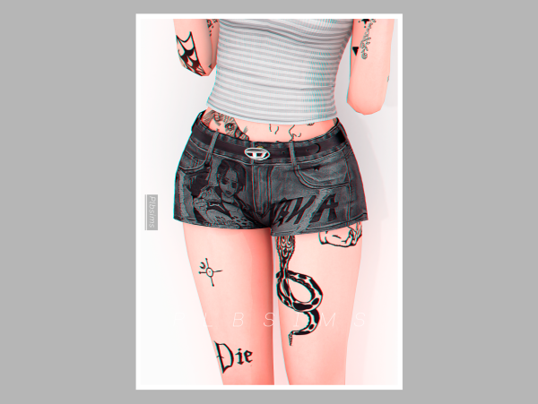 Alpha MO y2k Mini Shorts (Belt) by plbsims - The Sims 4 Custom Content