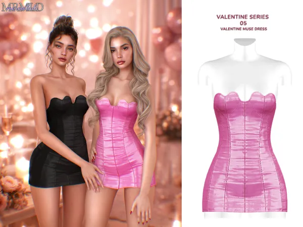 Alpha VALENTINE SERIES 05 Valentine Muse Dress - The Sims 4 Custom Content