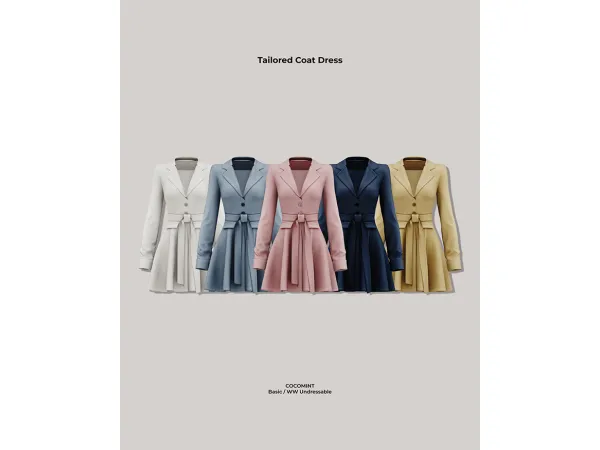 Alpha [cocomint] Tailored Coat Dress - The Sims 4 Custom Content