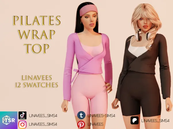 Alpha MARGO PILATES WRAP TOP by thesimsresource - The Sims 4 Custom Content