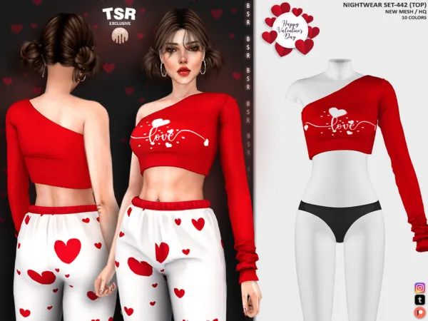 Alpha NIGHTWEAR SET 442 (TOP) BD1182 tr by thesimsresource - The Sims 4 Custom Content