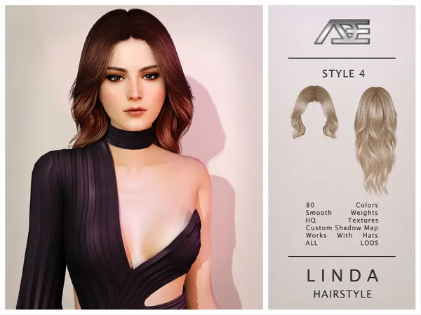 Sims 4 Linda - Style 4 (Hairstyle)