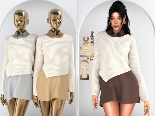 Alpha Shirt Dress with Sweater DO2108 - The Sims 4 Custom Content
