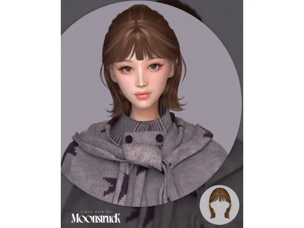 Alpha [SIMS4] HAIR_NO_001 by MoonstrucK_3D - The Sims 4 Custom Content
