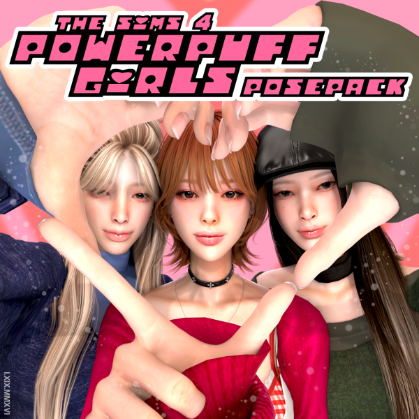 Mix Powerpuff girls posepack by simsfinds - The Sims 4 Custom Content