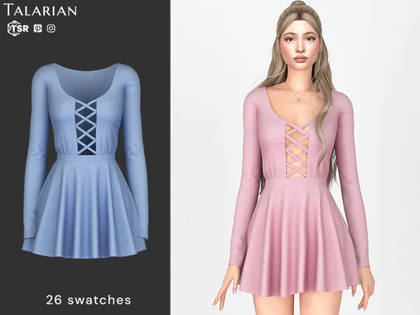 Alpha Kinley Dress Lace Up Front by talarian - The Sims 4 Custom Content