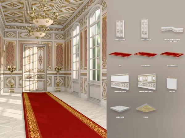 Alpha Royal Throne Room Decor - The Sims 4 Custom Content