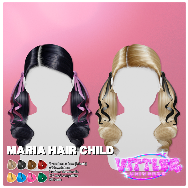 Alpha Maria Hair Child by simsfinds - The Sims 4 Custom Content