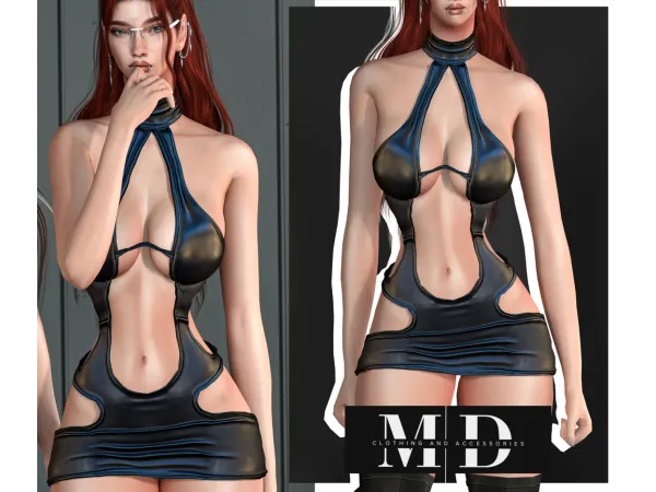Alpha NEW 43310450277903 sexy short leather dress na024 43310450277903 - The Sims 4 Custom Content