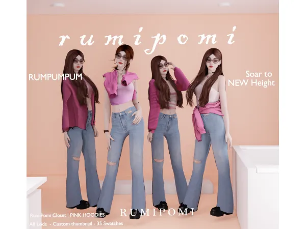 Alpha Rumpumpum_Pink Hoodies - The Sims 4 Custom Content