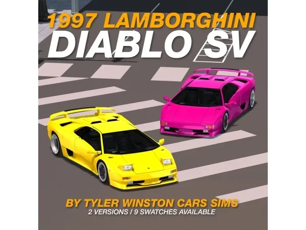 Alpha Tyler Winston Cars 1997 Lamborghini Diablo SV - The Sims 4 Custom Content
