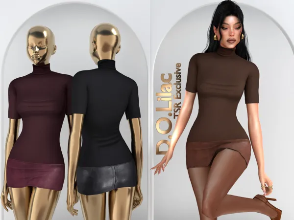 Sims 4 Ribbed Leather Mini Dress DO2136