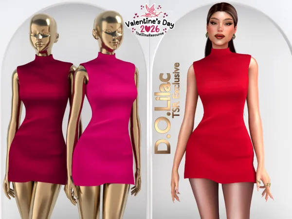 Sims 4 High Neck Mini Dress DO2146