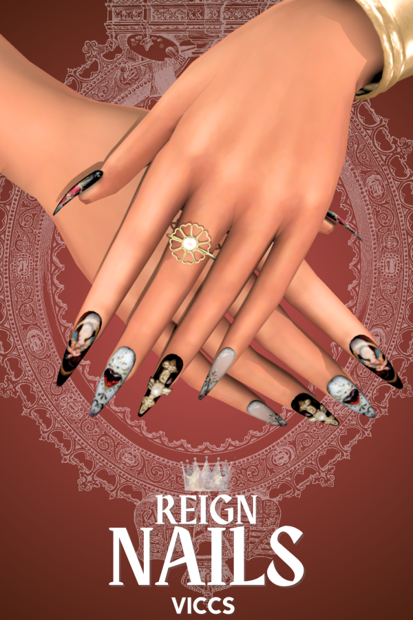 Alpha VICCS_REIGN NAILS (TEEN ELDER) by viccs - The Sims 4 Custom Content