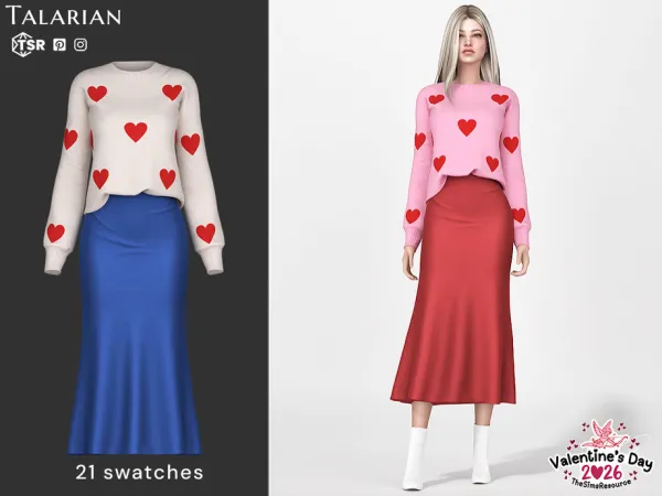 Alpha Estrella Outfit Sweater And Midi Skirt by talarian - The Sims 4 Custom Content