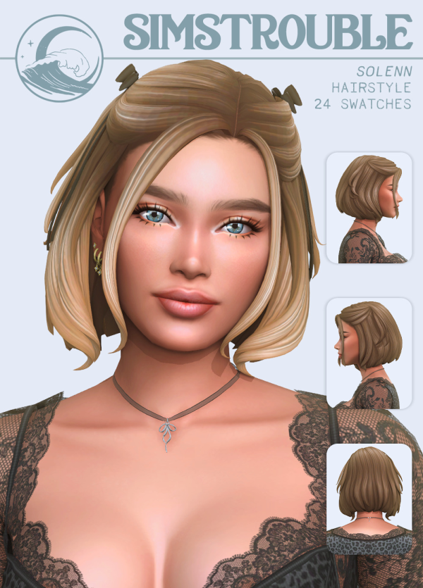 Maxis Match Solenn Hairstyle Set by simsfinds - The Sims 4 Custom Content