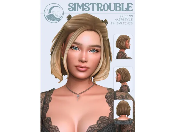 Maxis Match Solenn Hairstyle Set by simstrouble - The Sims 4 Custom Content
