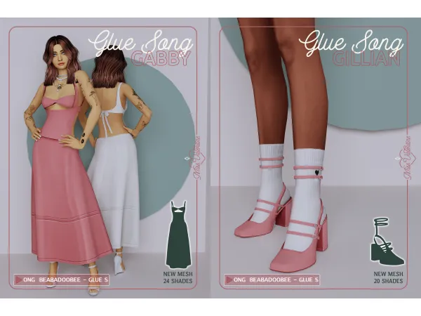 Mix Gabby Dress Gillian Shoes and socks by MissValentine - The Sims 4 Custom Content