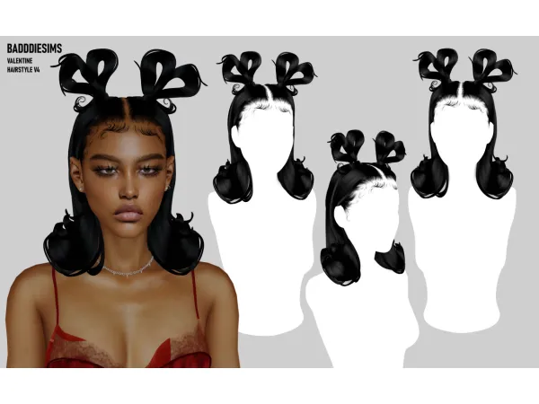 Mix BADDDIESIMS VALENTINE HAIRSTYLE V4 - The Sims 4 Custom Content