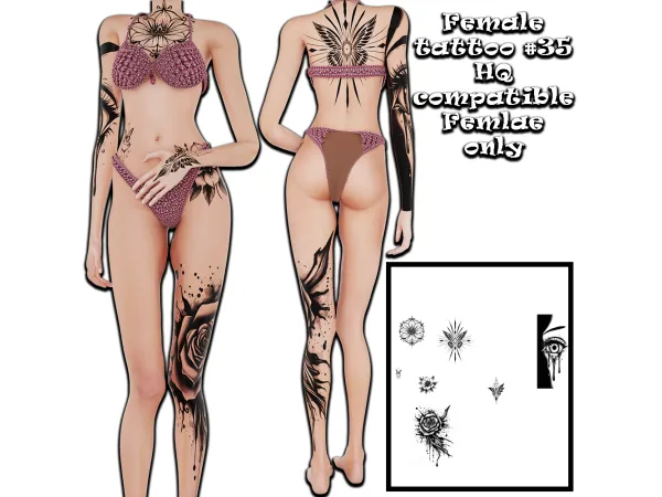 Alpha Female tattoo 35 - The Sims 4 Custom Content