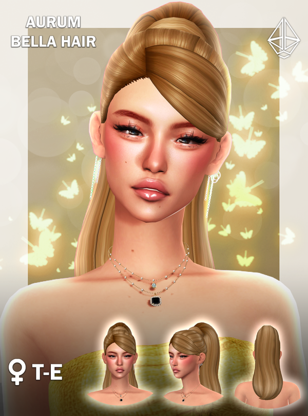 Maxis Match Bella high ponytail with bangs by aurum - The Sims 4 Custom Content