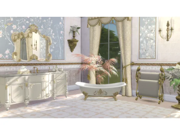 Alpha Royal Bathroom Wallpaper - The Sims 4 Custom Content