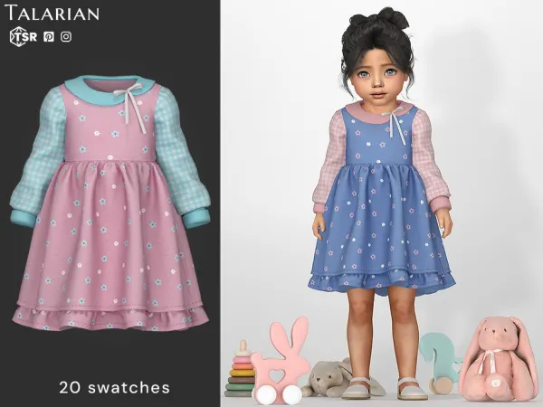 Sims 4 Blakely Dress Layered Skirt Bow Detail by talarian