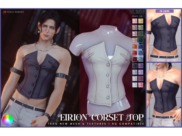 Mix PEACH Eirion Corset Top by kleossims - The Sims 4 Custom Content