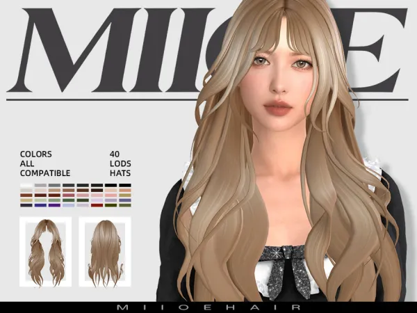 Sims 4 MIIOE-Long hair by MIIOE