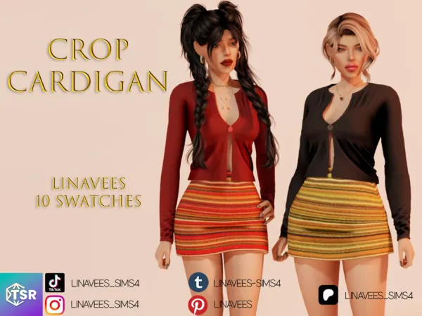 Alpha MYLAH CROP CARDIGAN by linavees - The Sims 4 Custom Content