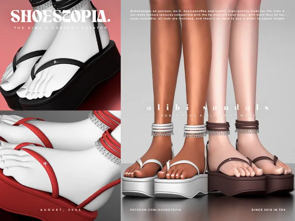 Alpha Alibi Sandals by shoestopia - The Sims 4 Custom Content