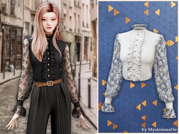 Lace sleeve victorian blouse by MysteriousOo