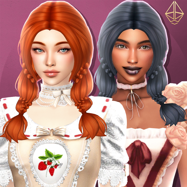 Maxis Match Veronica braided pigtails by aurum - The Sims 4 Custom Content