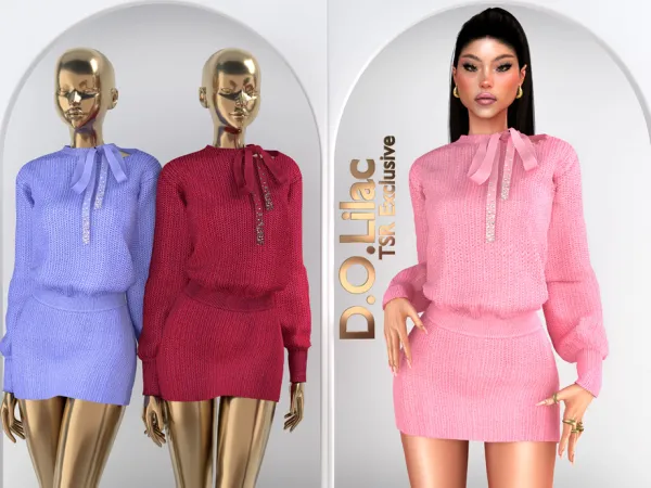 Sims 4 Knit Bow Elegance Set DO145