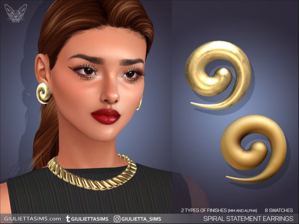 Mix Spiral Statement Earrings by feyona - The Sims 4 Custom Content