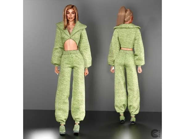 Mix Sherpa High Waist Baggy Pants cool_content_star - The Sims 4 Custom Content