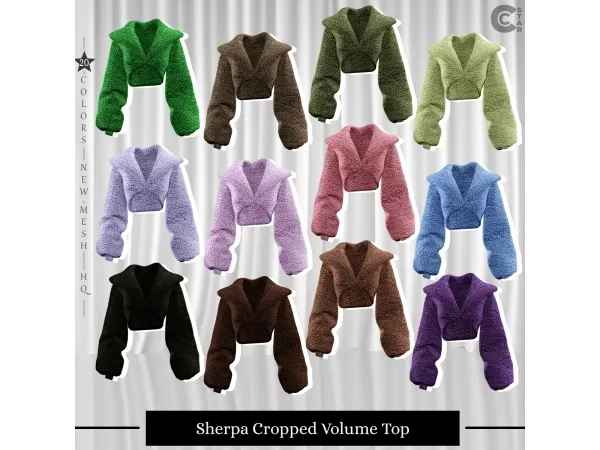 Mix Sherpa Cropped Volume Top - The Sims 4 Custom Content