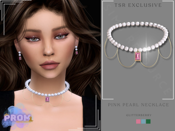 Mix Prom Pink Pearl Necklace by Glitterberryfly - The Sims 4 Custom Content