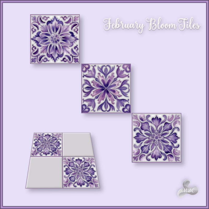 Maxis Match February Bloom Violet Tiles by mde - The Sims 4 Custom Content