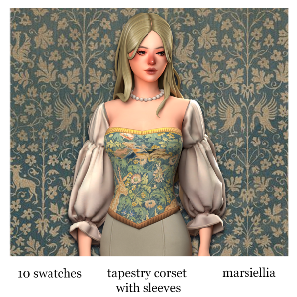 Maxis Match [marsiellia] tapestry corset with sleeves by simsfinds - The Sims 4 Custom Content