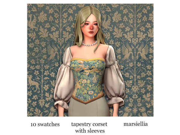 Maxis Match [marsiellia] tapestry corset with sleeves - The Sims 4 Custom Content