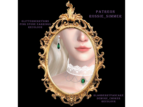 Mix CHOKER(Blahberry pancake) Earrings by ROSSIE_Simmer - The Sims 4 Custom Content